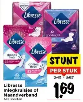 Vomar Voordeelmarkt Libresse Inlegkruisjes of Maandverband aanbieding