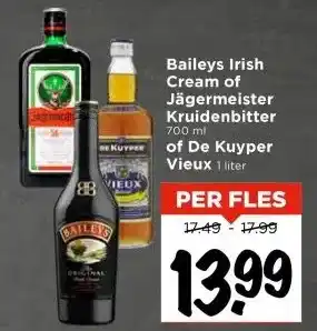 Vomar Voordeelmarkt Baileys Irish Cream of Jägermeister Kruidenbitter of De Kuyper Vieux aanbieding