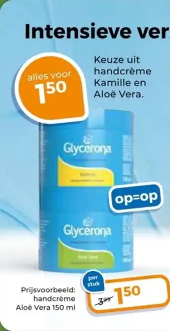 Trekpleister Keuze uit handcrème kamille en aloë vera aanbieding