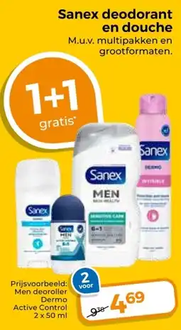 Trekpleister Sanex deodorant en douche aanbieding