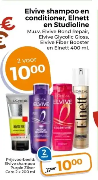 Trekpleister Elvive shampoo en conditioner Elnett en Studioline aanbieding