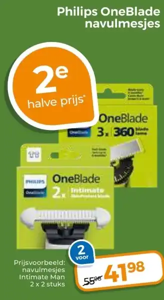 Trekpleister Philips OneBlade navulmesjes aanbieding