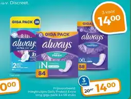 Trekpleister Keuze uit het hele always maandverband en inlegkruisjes assortiment aanbieding