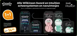 Trekpleister Alle wilkinson sword en intuition scheersystemen en navulmesjes aanbieding