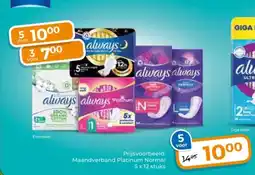 Trekpleister Keuze uit het hele always maandverband en inlegkruisjes assortiment aanbieding