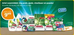 Trekpleister Ariel wasmiddel big pods pods vloeibaar en poeder aanbieding