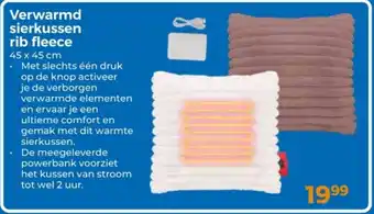 Trekpleister Verwarmd sierkussen rib fleece aanbieding