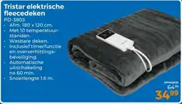 Trekpleister Tristar elektrische fleecedeken PD-3803 aanbieding