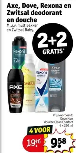 Kruidvat Axe, Dove, Rexona en Zwitsal deodorant en douche aanbieding