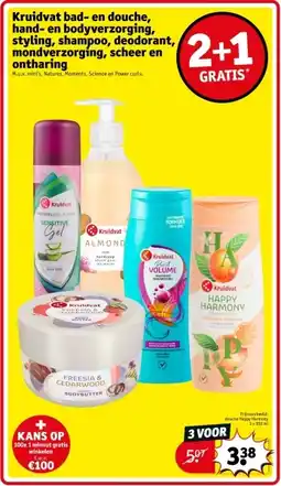 Kruidvat Kruidvat bad en douche, hand en bodyverzorging, styling, shampoo, deodorant, mondverzorging, scheer en ontharing aanbieding