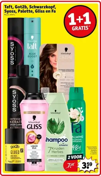 Kruidvat Taft, Got2b, Schwarzkopf, Syoss, Palette, Gliss en Fa aanbieding
