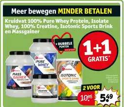 Kruidvat Kruidvat Pure Whey Protein, Isolate Whey, Creatine, Isotonic Sports Drink en Massgainer aanbieding