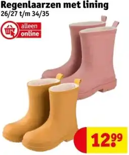 Kruidvat Regenlaarzen met lining aanbieding
