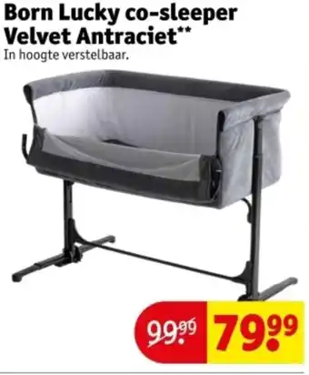 Kruidvat Born Lucky co-sleeper Velvet Antraciet aanbieding
