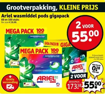 Kruidvat Ariel wasmiddel pods gigapack aanbieding