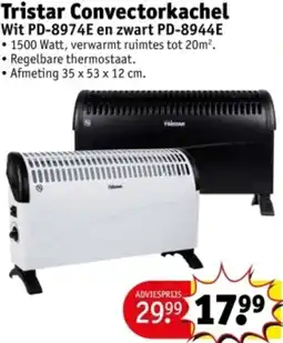 Kruidvat Tristar Convectorkachel Wit PD8974E en zwart PD8944E aanbieding