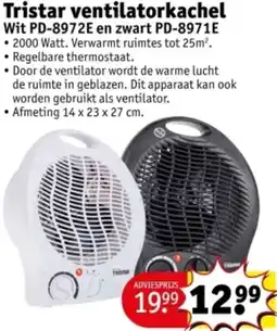 Kruidvat Tristar ventilatorkachel Wit PD8972E en zwart PD8971E aanbieding