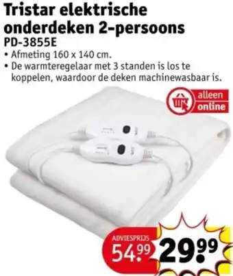 Kruidvat Tristar elektrische onderdeken 2persoons PD3855E aanbieding
