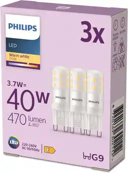 Amazon Philips LED Capsule - 40 W - G9 - Warmwit licht - 3 stuks aanbieding