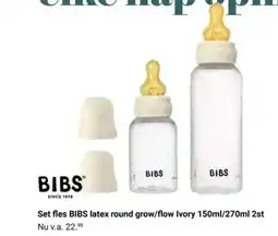Van Asten BabySuperstore Set fles BIBS latex round grow/flow Ivory aanbieding