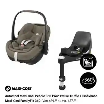 Van Asten BabySuperstore Autostoel Maxi-Cosi Pebble 360 Pro2 Twillic Truffle + Isofixbase Maxi-Cosi FamilyFix 360° aanbieding