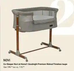 Van Asten BabySuperstore Co-Sleeper Novi at Home Goodnight Premium Walnut/Timeless taupe aanbieding