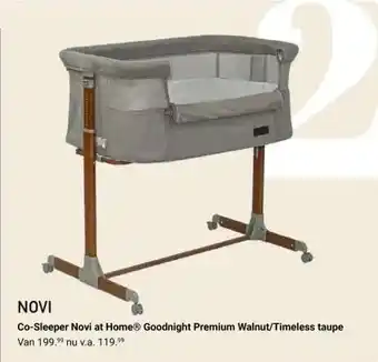 Van Asten BabySuperstore Co-Sleeper Novi at Home Goodnight Premium Walnut/Timeless taupe aanbieding