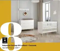 Van Asten BabySuperstore Babykamer Santiago Wit Ledikant + Commode aanbieding
