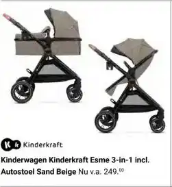 Van Asten BabySuperstore Kinderwagen Kinderkraft Esme 3-in-1 incl. Autostoel Sand Beige aanbieding