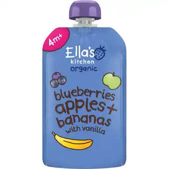 Albert Heijn Ella's kitchen Blauwe bessen, appels, bananen 4m+ bio aanbieding