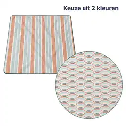 ANWB Gusta Rond ø200 cm Picknickkleed Blauw-Roze aanbieding