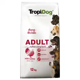 Zooplus 2x 12kg Tropidog Premium Adult Medium & Large Kalkoen & Rijst hondenvoer droog aanbieding