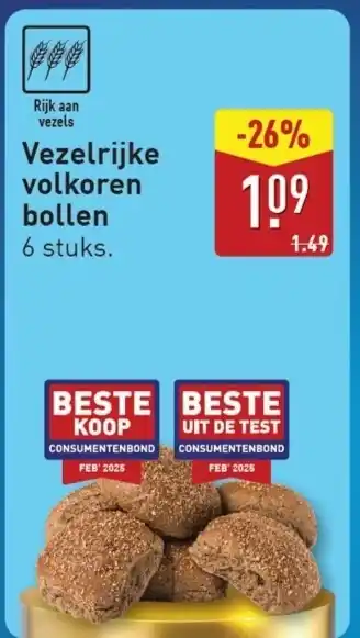 ALDI Vezelrijke volkoren bollen aanbieding