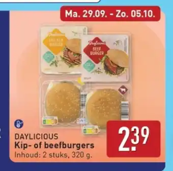 ALDI Daylicious Kip of beefburgers aanbieding