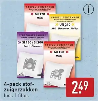 ALDI 4-pack stofzuigerzakken aanbieding