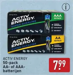 ALDI ACTIV ENERGY 50-pack AA of AAA batterijen aanbieding