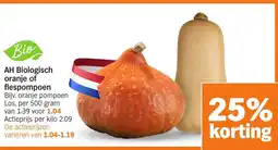 Albert Heijn AH Biologisch oranje of flespompoen aanbieding