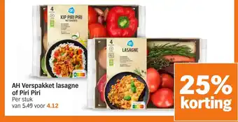 Albert Heijn AH Verspakket lasagne of Piri Piri aanbieding