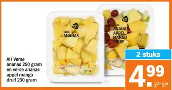 Albert Heijn AH Verse ananas 250 gram appel mango druif 230 gram aanbieding