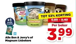 PLUS Alle ben & jerry's of magnum ijsbekers aanbieding