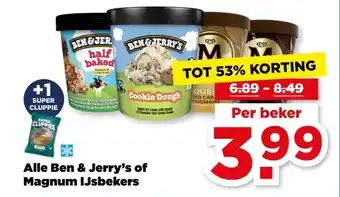 PLUS Alle ben & jerry's of magnum ijsbekers aanbieding
