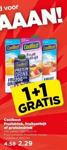 PLUS Coolbest fruitdrink fruitontbijt of proteindrink aanbieding