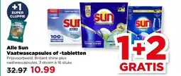 PLUS Alle Sun Vaatwascapsules of -tabletten aanbieding