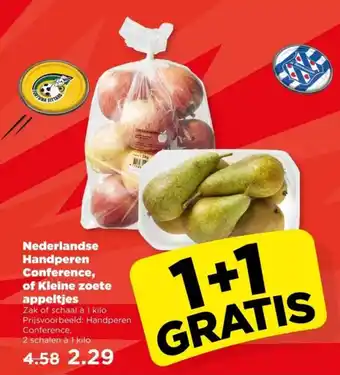 PLUS Nederlandse handperen conference of kleine zoete appeltjes aanbieding