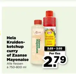 PLUS Hela Kruiden- ketchup curry of Zaanse Mayonaise aanbieding