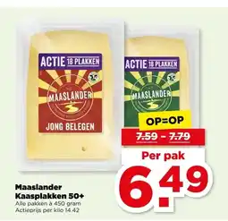 PLUS Maaslander kaasplakken 50+ aanbieding