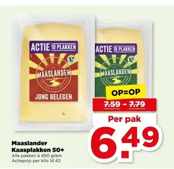 PLUS Maaslander kaasplakken 50+ aanbieding