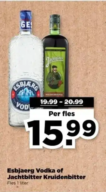 PLUS Esbjaerg vodka of jachtbitter kruidenbitter aanbieding