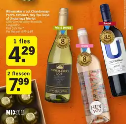 Albert Heijn Winemaker's Lot Chardonnay- Pedro Ximénez, Hey You Rosè of Undurraga Merlot aanbieding