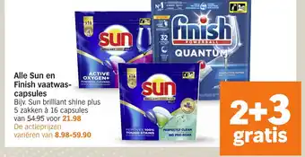 Albert Heijn Alle Sun en Finish vaatwas- capsules aanbieding
